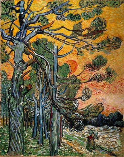 Pinos al atardecer, 1889 Vincent van Gogh (1853-1890) Óleo sobre lienzo. Ubicación: Museo Kroller-Mueller de Otterlo Países Bajos