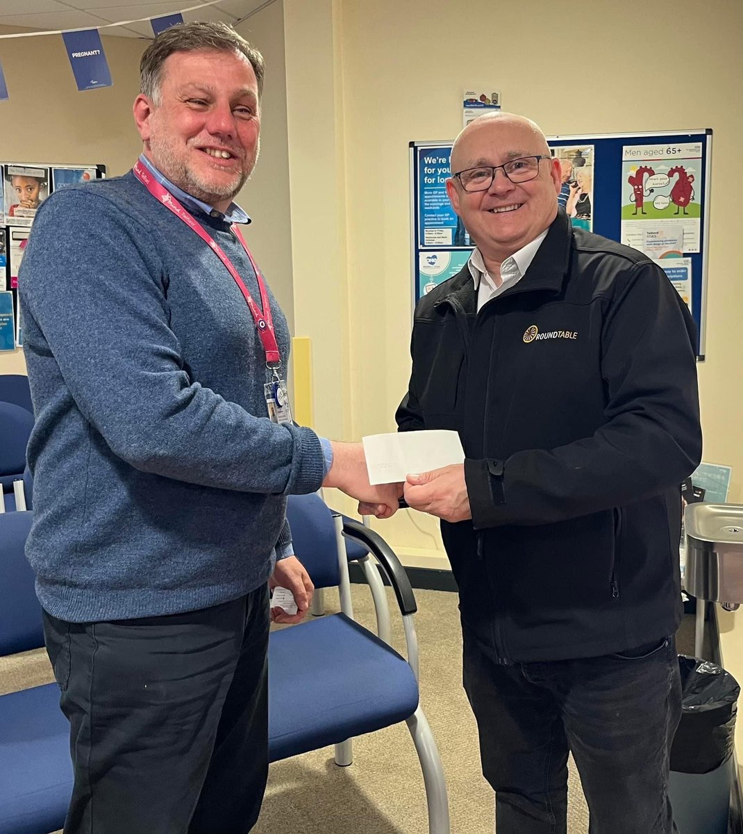 Pictured is Steve presenting a £150 cheque from the Shropshire Round Table Lodge, No. 9104 to TelfordMind. They do amazing work promoting mental health and supporting those in need in Telford and surrounding areas. Let's continue to challenge stigma and promote self-confidence