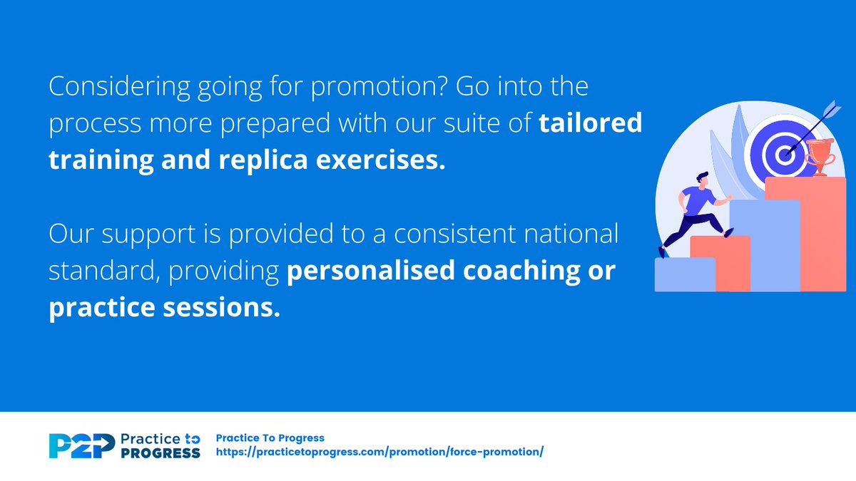 practice2prog's tweet image. Considering going for promotion? Go into the process more prepared with our suite of tailored training and replica exercises. Our support is provided to a consistent national standard, providing personalised coaching or practice sessions. Learn more: practicetoprogress.com/promotion/forc…