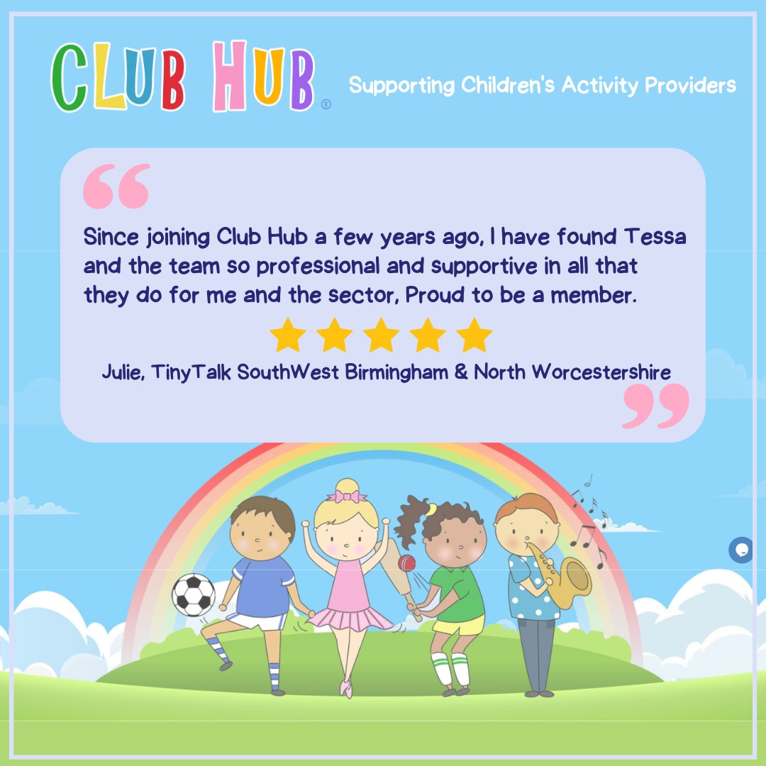 Thank you Julie for your lovely review. We love supporting you and your business. clubhubuk.co.uk #ClubHubmember #ClubHubUK #ChildrensActivityProvider
