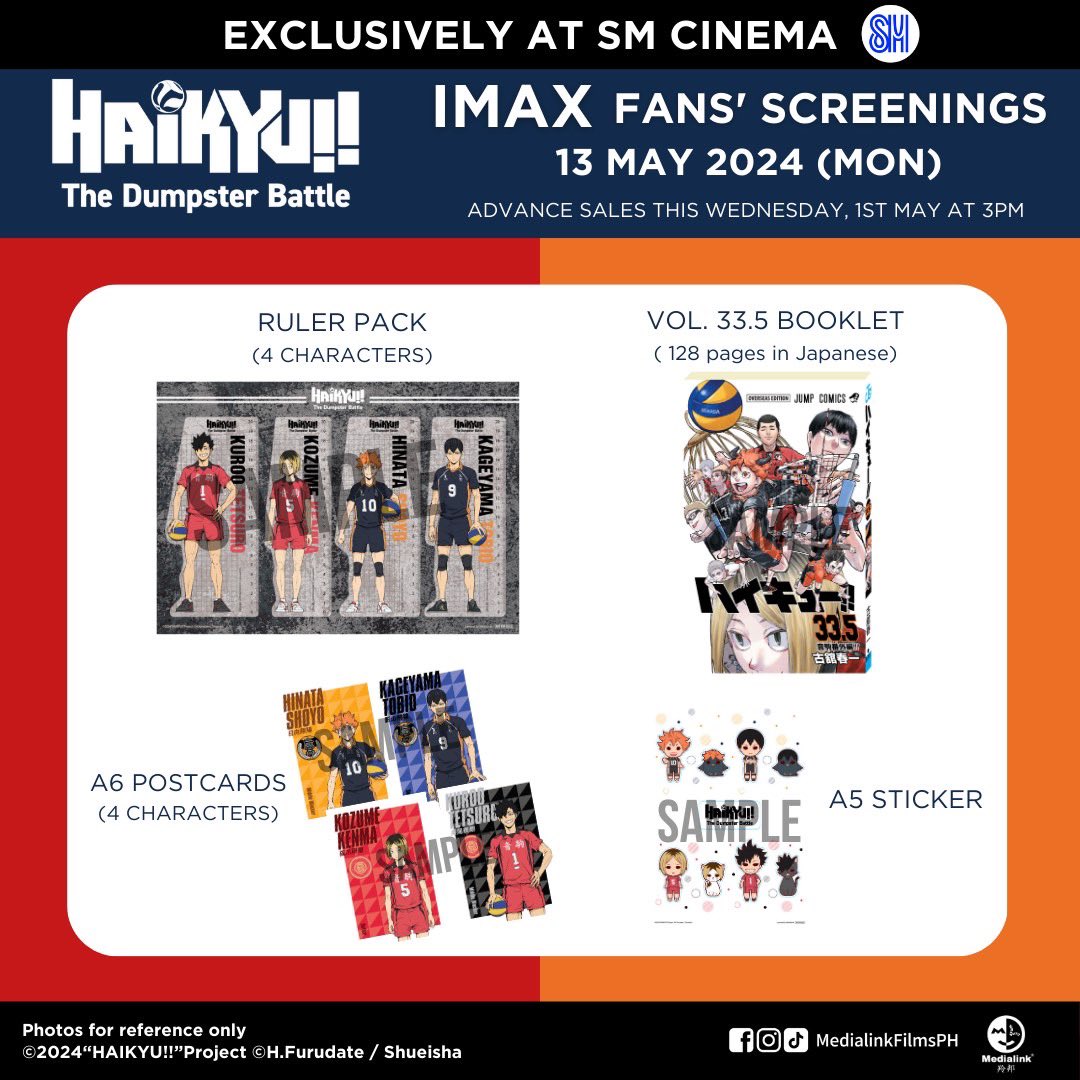 Fan screening of “Haikyu!! The Dumpster Battle” is officially set to be released on May 13! 🔥 ADVANCE TICKET SELLING STARTS TOMORROW AT 3 PM! #Haikyuu #TheDumpsterBattle #HaikyuuTheDumpsterBattle #HaikyuuTheDumpsterBattleAtSMCinema #SMCinema #SMCinemaExclusive