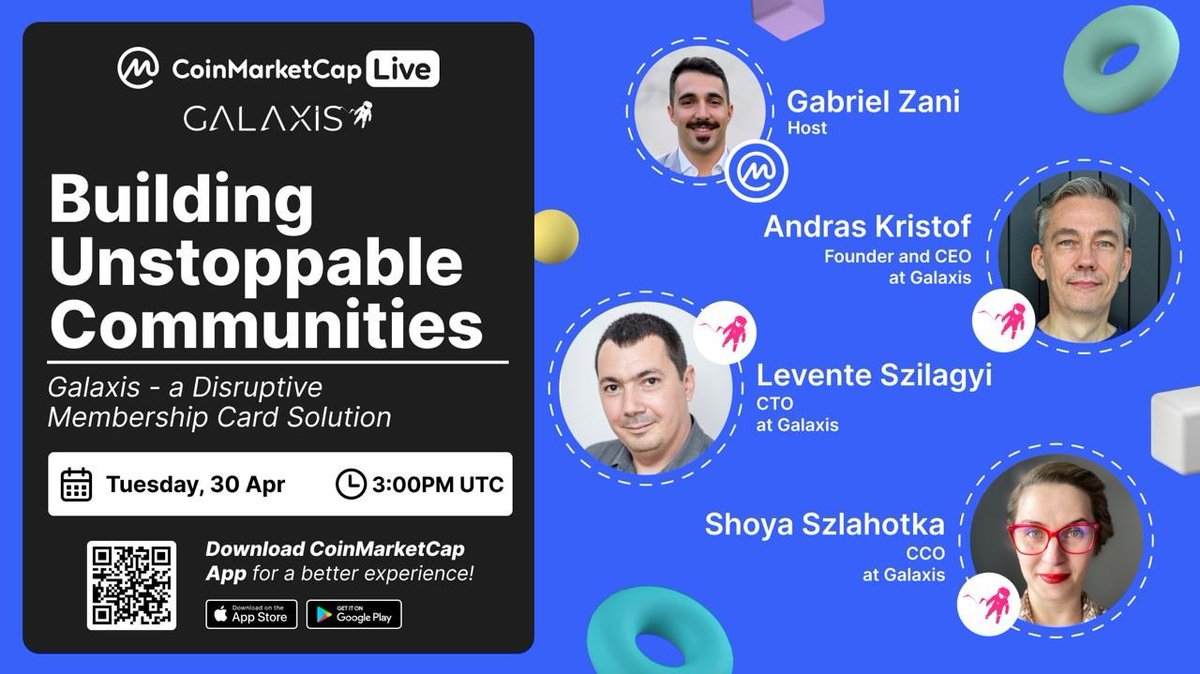 🎙️ CMC Live: Building Unstoppable Communities with @Galaxisxyz 🔹 Decentralized Communities 🔹 Disruptive Membership Card Solutions 🔹 Exclusive Conversation with the CEO, CTO, & CCO 📍 Tune in: coinmarketcap.com/community/post… 🔥 Don’t miss this exciting live-session from #Chainlink