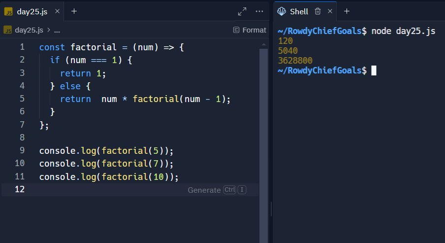 #100DayChallenge 
Day25 :-
🔄🔢 How would you compute factorials in JavaScript, elegantly and recursively?
#javascript