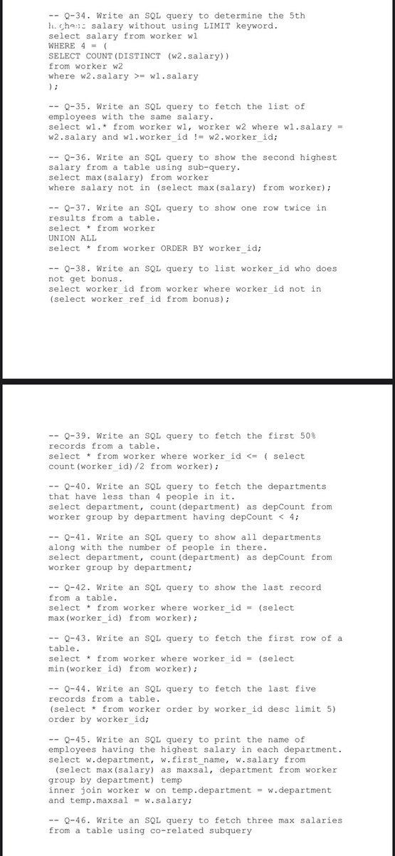 omoalhajaabiola's tweet image. Top 50 SQL queries during Interviews
How many can you answer here?