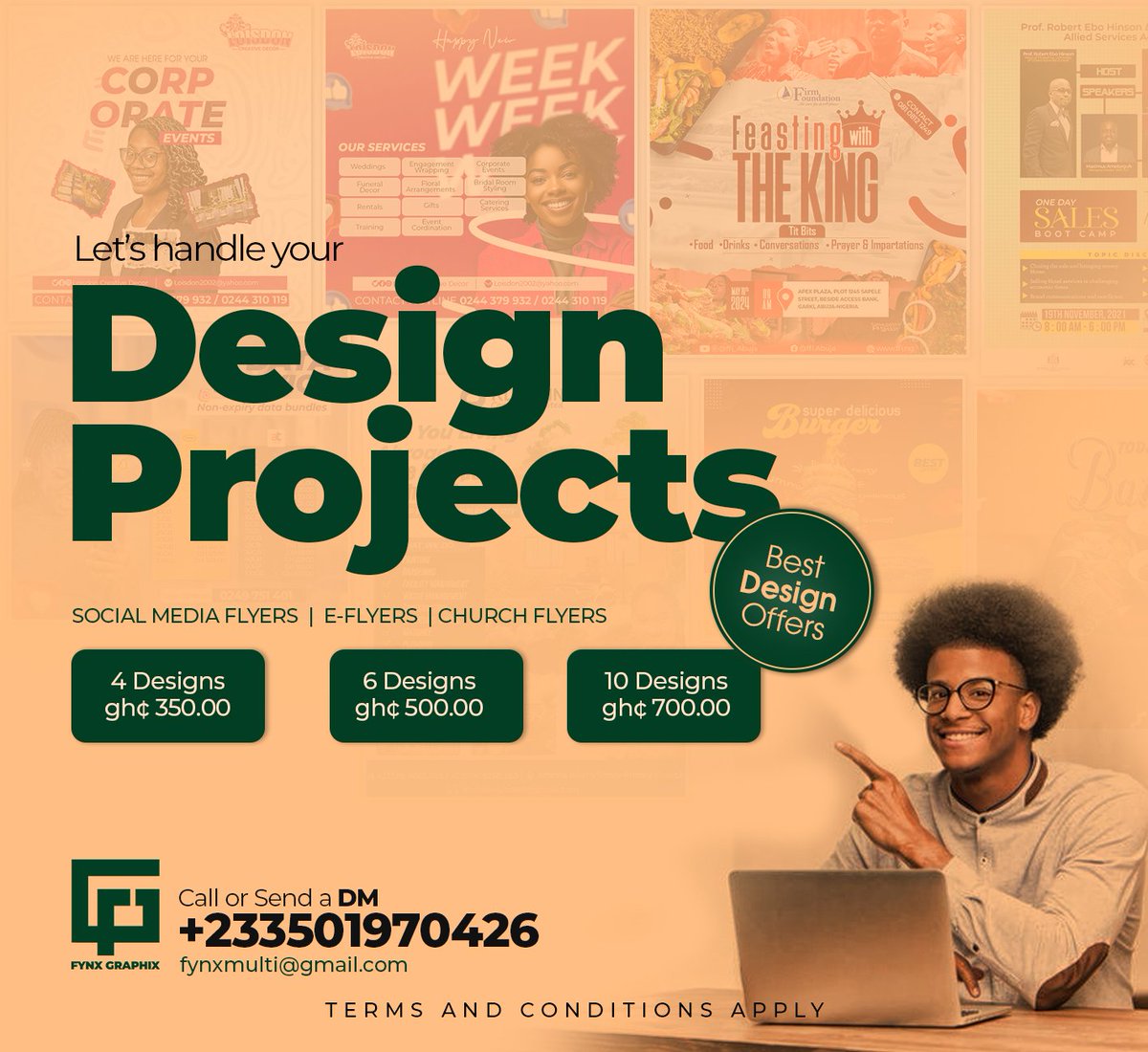 Made a new friend, he is also a good designer. He has affordable packages called the hustlers package. Contact him for the perfect design package u want. 0501970426