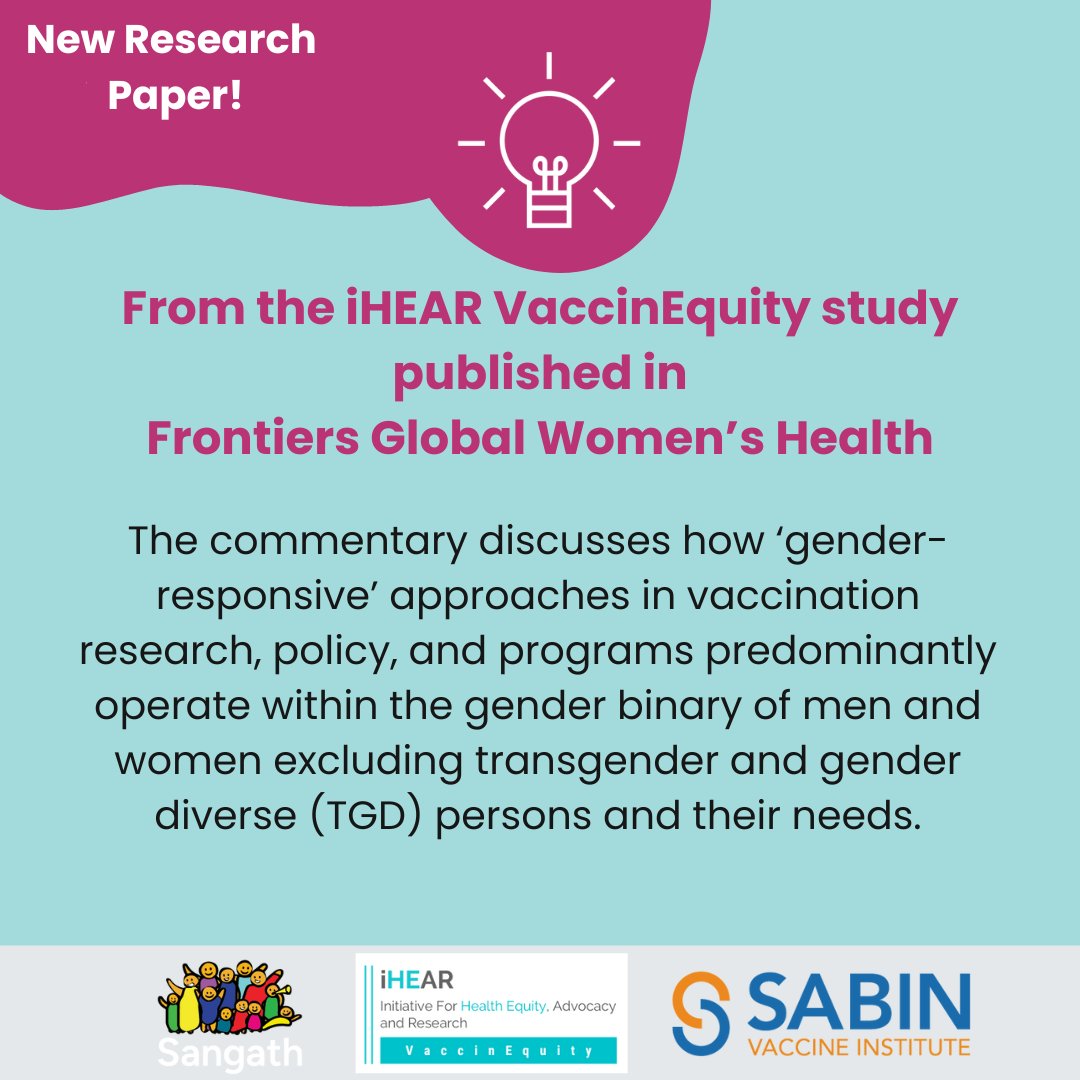 Our latest commentary in @FrontWomHealth discusses how 'gender responsive' frameworks of vaccination & vaccine access often exclude trans & gender diverse individuals, leaving their needs unaddressed. Read more: shorturl.at/mnNVX