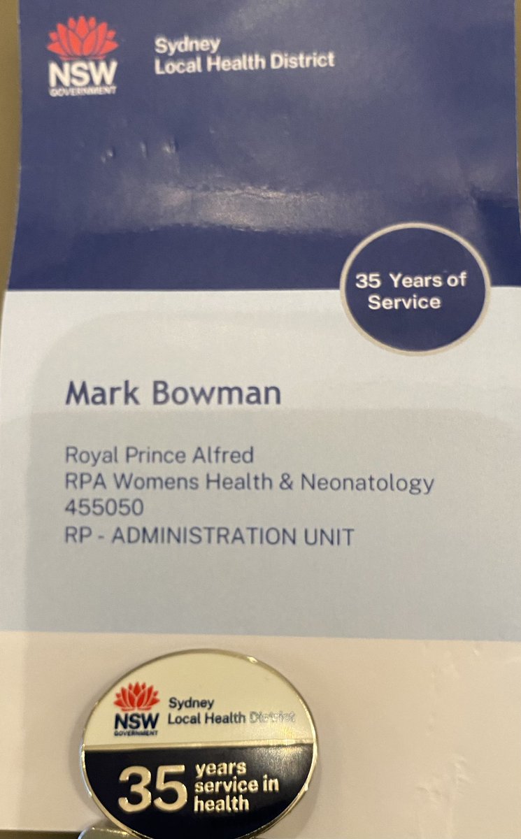 Nice surprise in the mail.
(although the first few years were at Westmead)