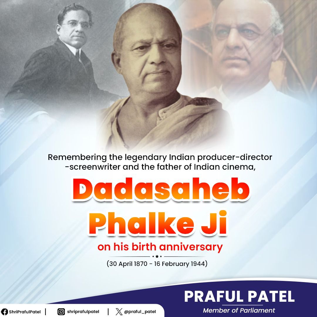 Remembering the legendary Indian producer-director-screenwriter and the father of Indian cinema, Dadasaheb Phalke Ji, on his birth anniversary. His pioneering work laid the foundation for Indian cinema, inspiring countless filmmakers. #DadasahebPhalke
