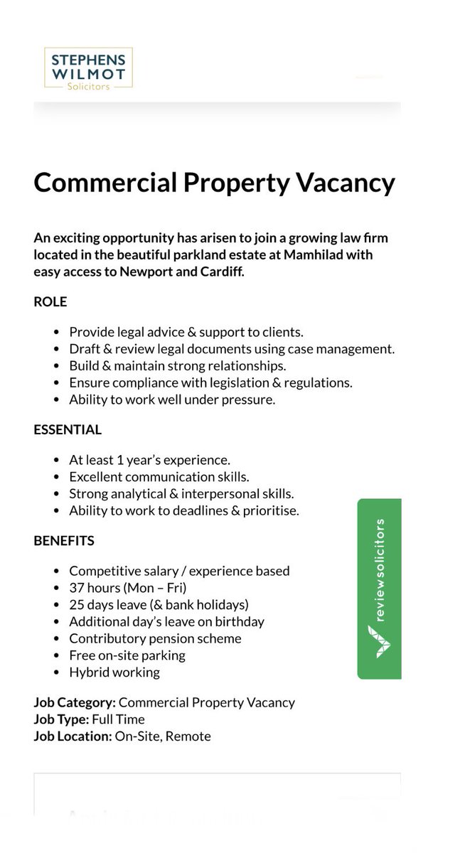 📌 Commercial Property Role 📌 stephenswilmot.co.uk/jobs/commercia… 01633 928282 | hello@sw-sols.co.uk #legaljobswales #legaljobs #cardiff #newportwalesuk #newportwales #commercialproperty #cwmbran #pontypool #torfaen #monmouthshire #legalexecutive #legaljobalert #jobsinwales #walesjob