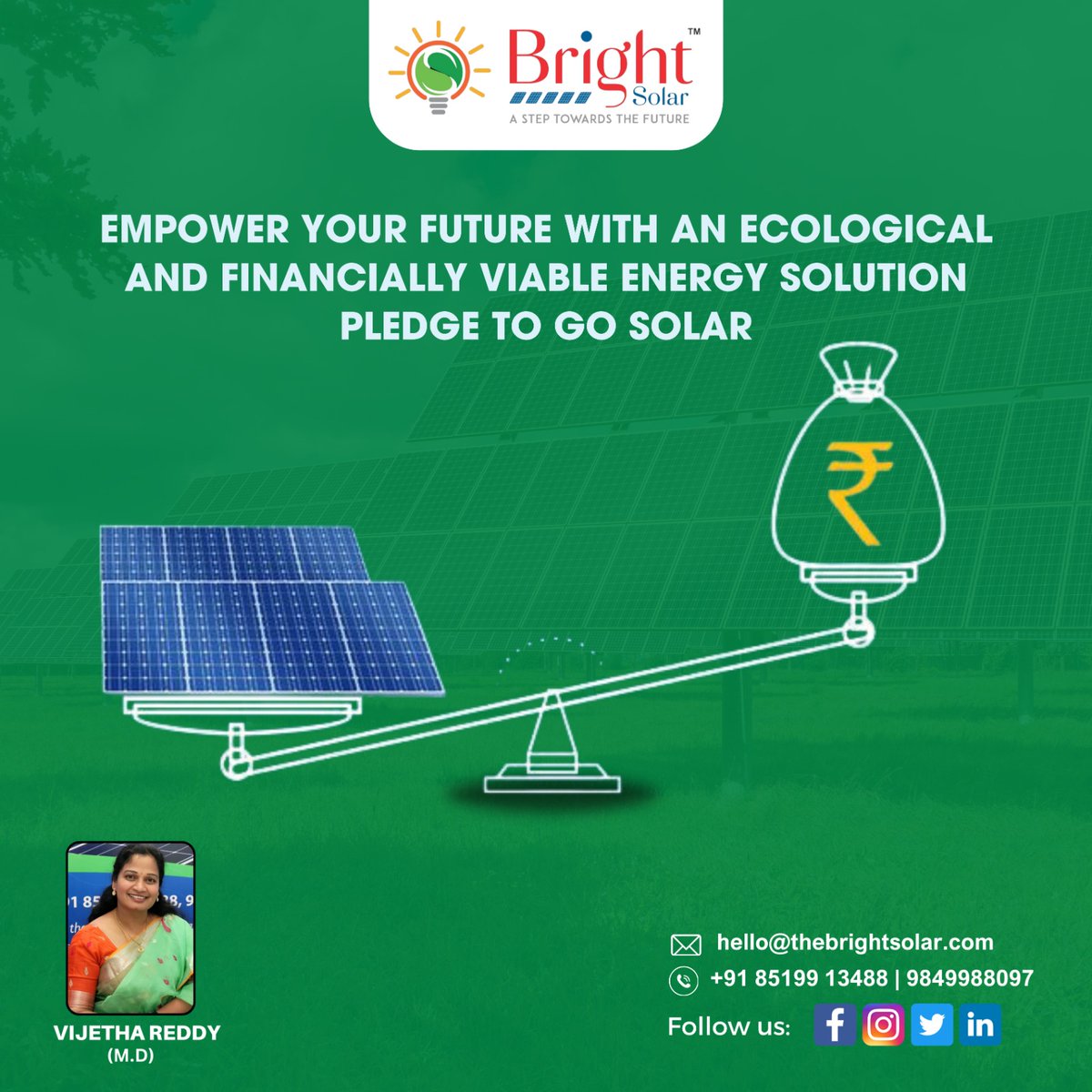 Welcome to Bright Solar, where we believe in harnessing the power of the sun to create a brighter and sustainable future.
#BrightSolar #AffordableSolar #SolarSolutions #solarcompany #solarpannels #solarproducts #solarpanelprice #solargenerator #solarwaterheater #solarinverter