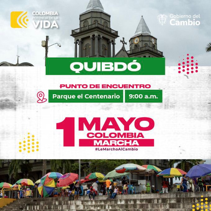 El 1 de Mayo nos encontraremos en el Parque el Centenario en Quibdó. Nos moveremos por los derechos de los pueblos históricamente olvidados, por los trabajadores, por las mujeres, por los afros, por los indígenas, para que todas y todos puedan gozar de una vida con Justicia…