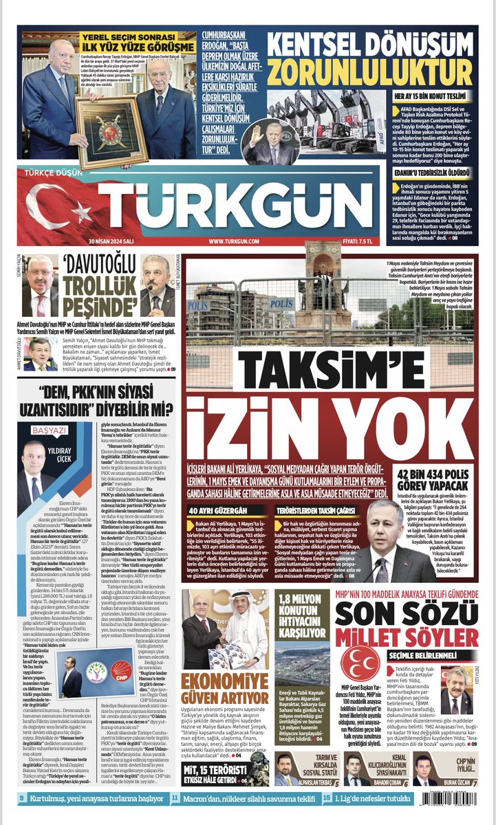 Gazetemizin 30 Nisan 2024 Salı baskısını inceleyebilirsiniz... #Türkgün #turkgungazetesi