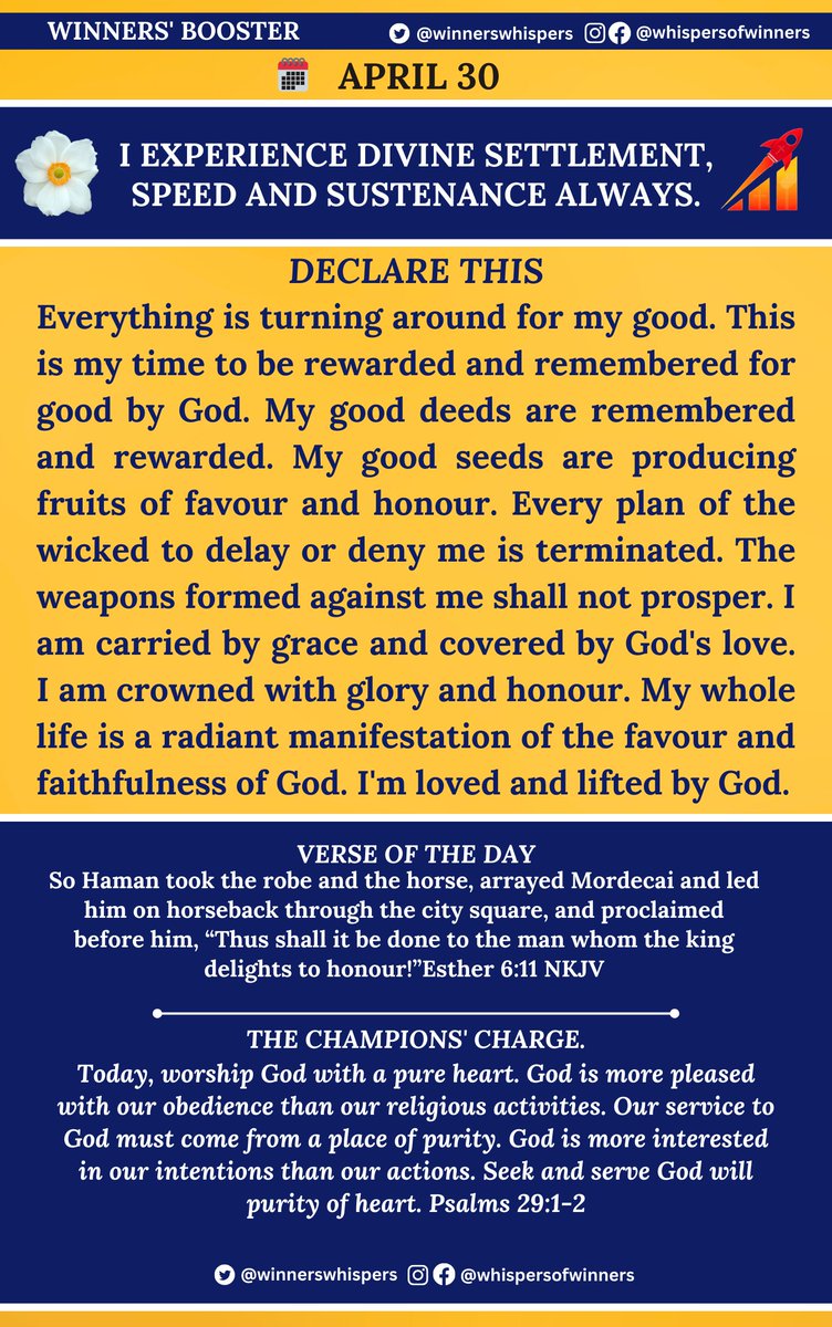 Declare this: Everything is turning around for my good. This is my time to be rewarded and remembered for good by God. My good deeds are remembered and rewarded. My good seeds are producing fruits of favour and honour. Every plan of the wicked to delay or deny me is terminated.