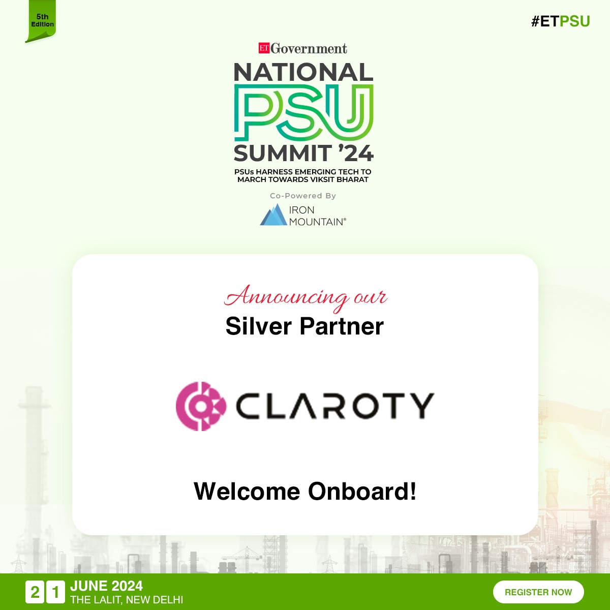 Excited to welcome @Claroty as our Silver Partner for the ET Government National PSU Summit 2024! Express Interest: zurl.co/sHqe #ETGovernment #ETPSU #DigitalTransformation #InnovationNation #TechLeadership #CyberResilience #FutureReady #EmergingTech #GovTech