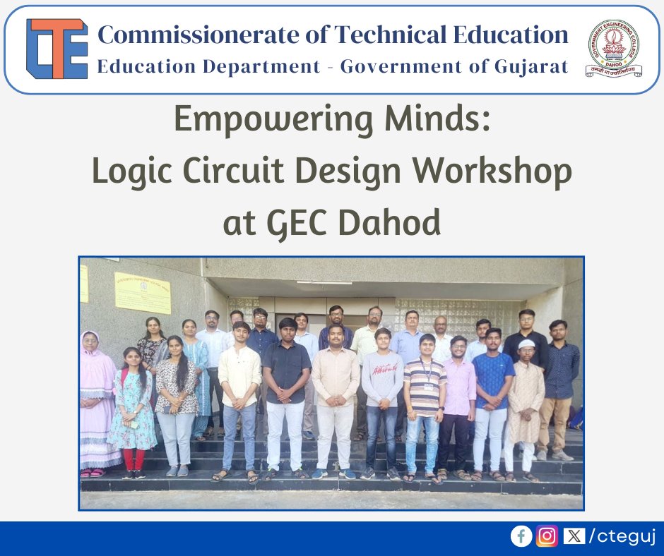 CTEGuj's tweet image. 🔌 Exciting day at GEC Dahod! Students delve into Logic Circuit Design at our one-day workshop, guided by Prof. Neha Saini and Prof. Kundan Patel. Dr. D. B. Jani and Prof. Sanjay Vaishnav inspire with their presence. #LogicDesign #GECWorkshop @banchha1 @GECDahod