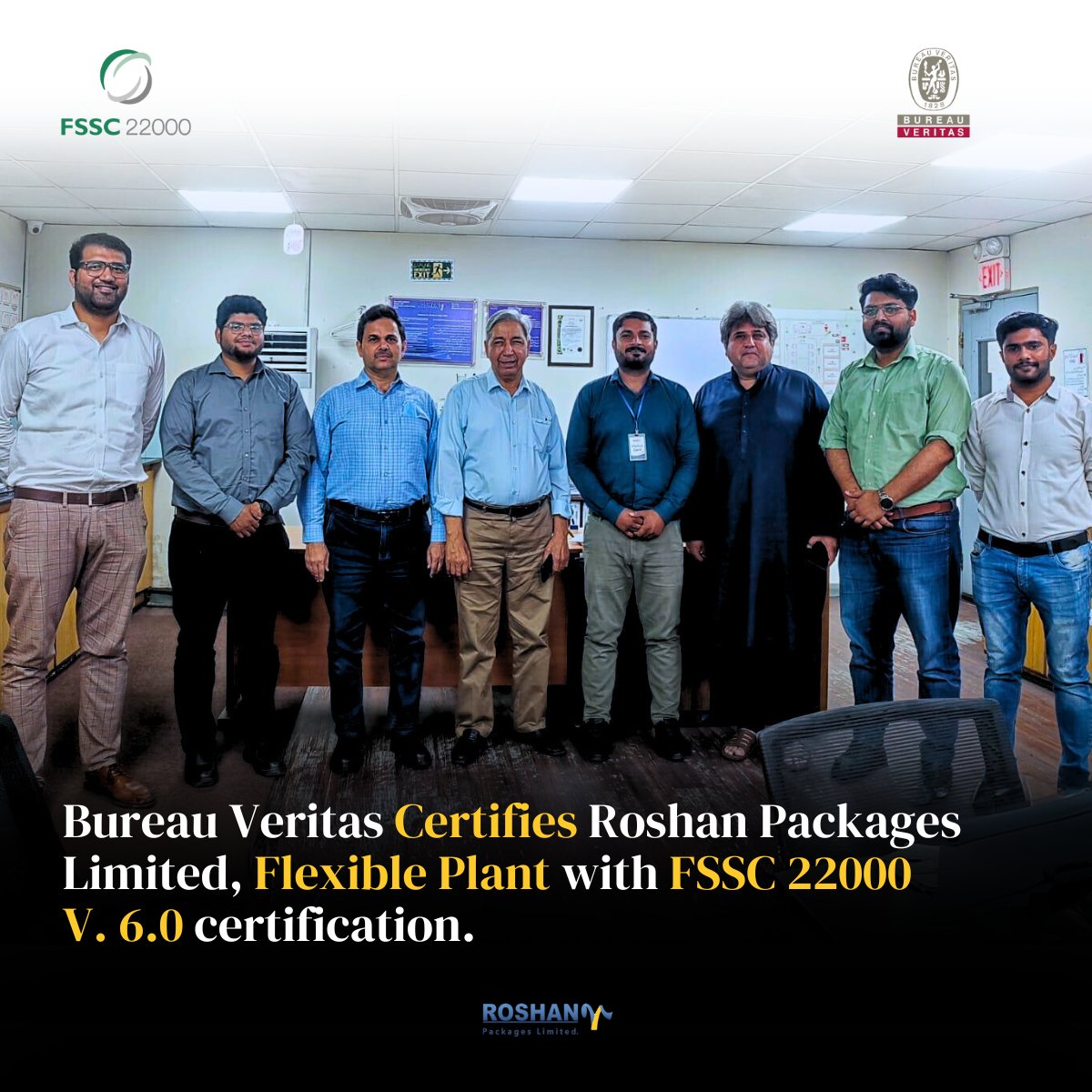 Excited to announce the successful completion of our FSSC v5.1 to v6.0 standards transition audit!

Throughout this process, our amazing team has shown transparency and steadfast commitment. 
#FSSC #Audit #BureauVeritas #Teamwork #QualityAssurance #RoshanPackages