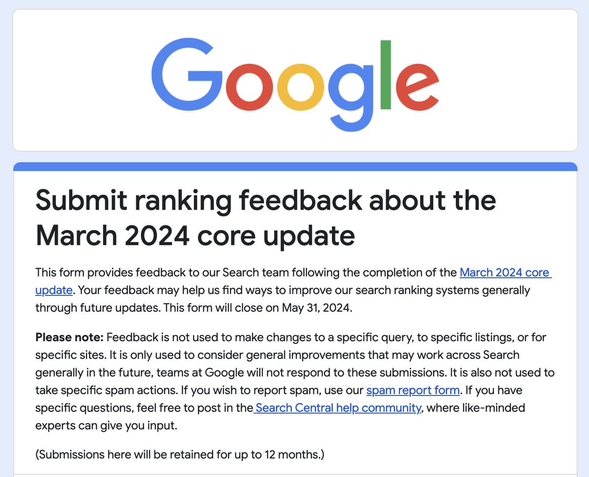 Google publicó la semana pasada un formulario para solicitar una reconsideración, si tu Web se ha visto afectada por el último cambio de algoritmo Core Update de Marzo 2024. Aquí tienes 3 modelos de plantillas que te ayudarán a tener más probabilidades de mejora #SEO 📝👇🏼