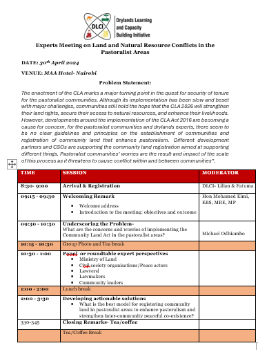DLCI_Kenya's tweet image. DLCI is holding an experts meeting to discuss land and natural resource conflicts in pastoralist areas.  The focus includes challenges and concerns surrounding the implementation of the Community Land Act 2016 in these regions. #CLA2016 #conflict