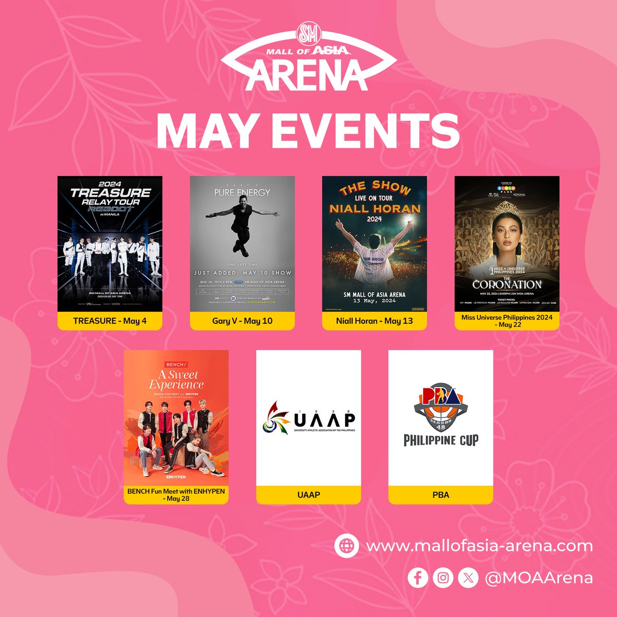 To celebrate our mothers this May, we're bringing you a variety of live entertainment to enjoy. 🌸🌞 Make unforgettable memories by purchasing your tickets at smtickets.com and at @smtickets outlets nationwide. #May2024AtMOAArena #ChangingTheGameElevatingEntertainment