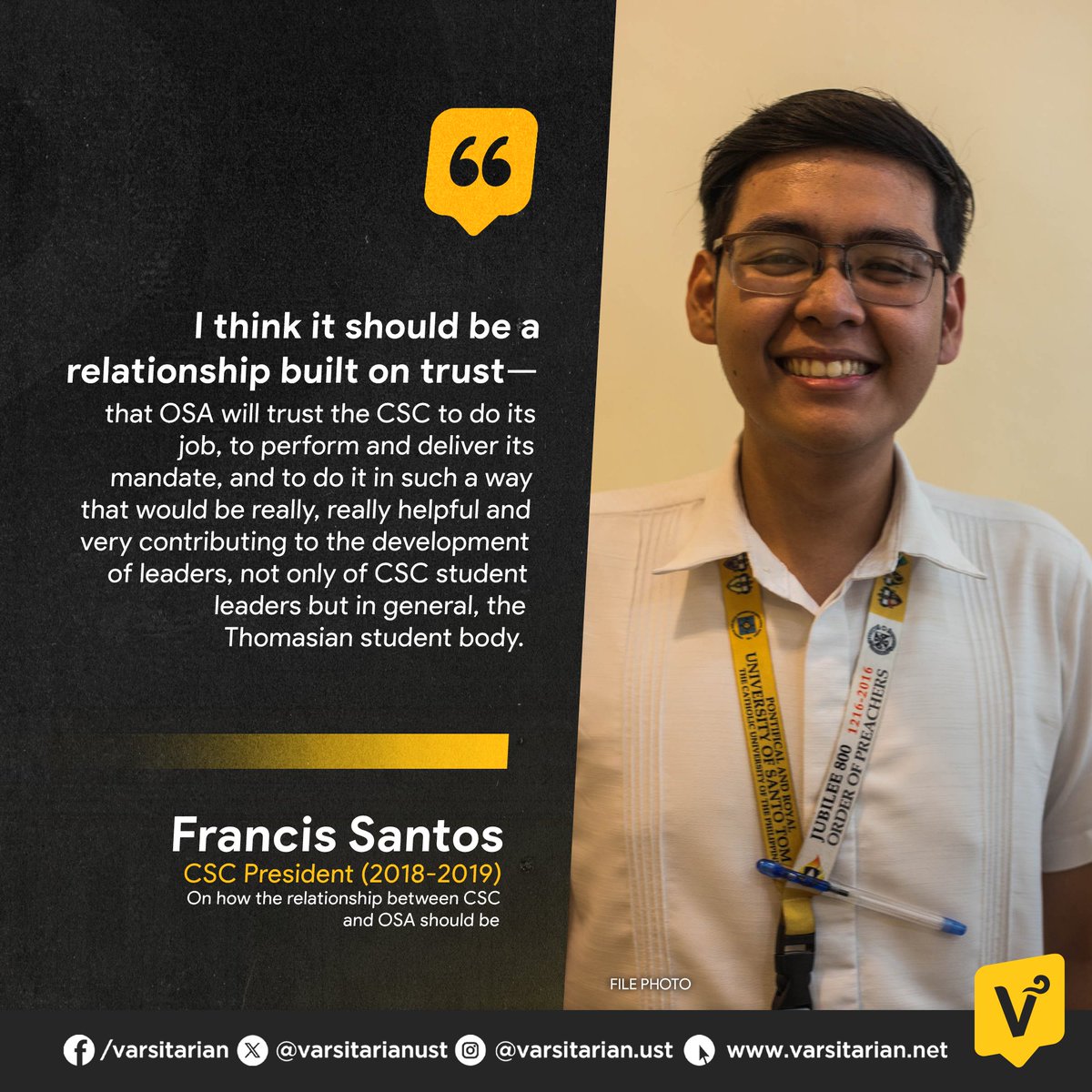 varsitarianust's tweet image. ‘THE CSC SHOULD BE RESPECTED AS A BODY’

Four Central Student Council (CSC) presidents who spoke with the Varsitarian advocated for the Office for Student Affairs to grant the CSC greater independence in executing its projects and programs for student leaders to enhance their…