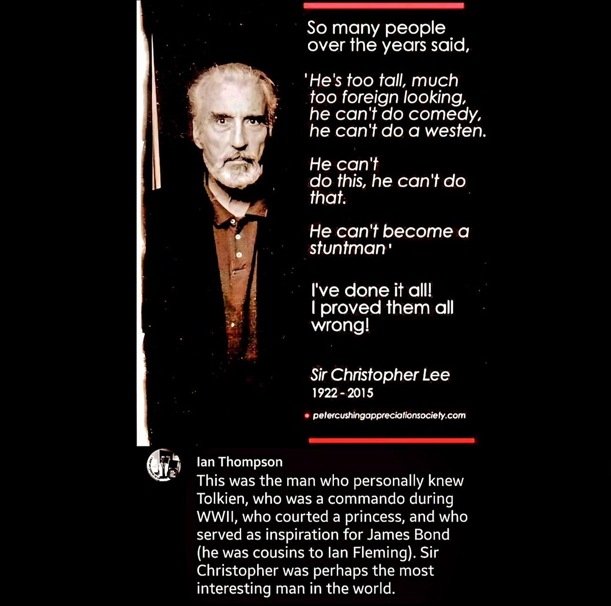 #christopherlee
#tolkien
#ianfleming