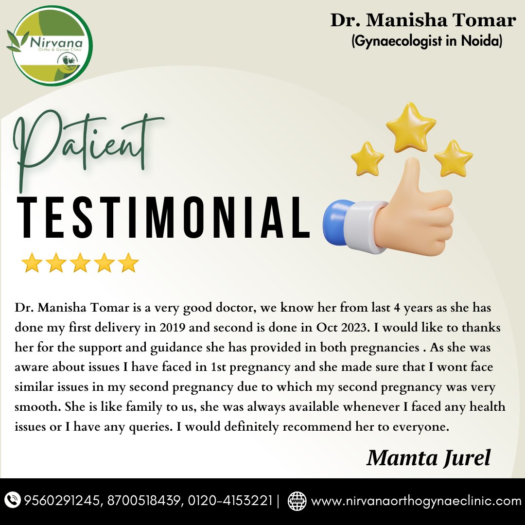 𝑷𝒂𝒕𝒊𝒆𝒏𝒕 𝑻𝒆𝒔𝒕𝒊𝒎𝒐𝒏𝒊𝒂𝒍⭐️

Thanks to Mamta Jurel for your Valuable Feedback...👍❤️
-
📲 Call 0120-4153221, +919560291245, or 8700518439.
*
#Drmanishatomar #Pregnancytips #patienttestimonial #Happypaitent #doctor #healthypregnancy #pregnancyhealth #Gynaecological