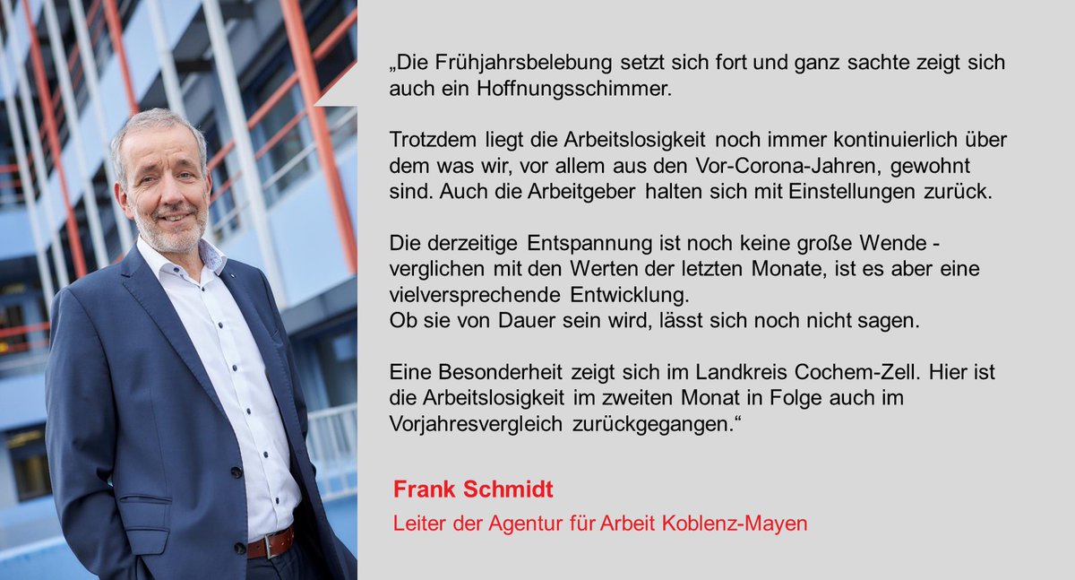 Frank Schmidt, Leiter der Agentur für Arbeit Koblenz-Mayen zu aktuellen Lage am #Arbeitsmarkt.