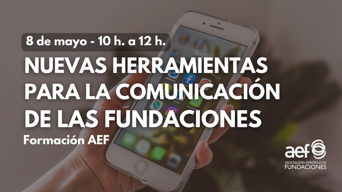 ¿Te gustaría sacar el máximo partido a las nuevas herramientas para la comunicación de tu fundación?📲🙌 Desde podcast hasta marketing de influencers, exploraremos nuevas herramientas comunicativas con ejemplos reales de ONG. 🗓 8 de mayo - 10 h. fundaciones.org/es/servicios/f…