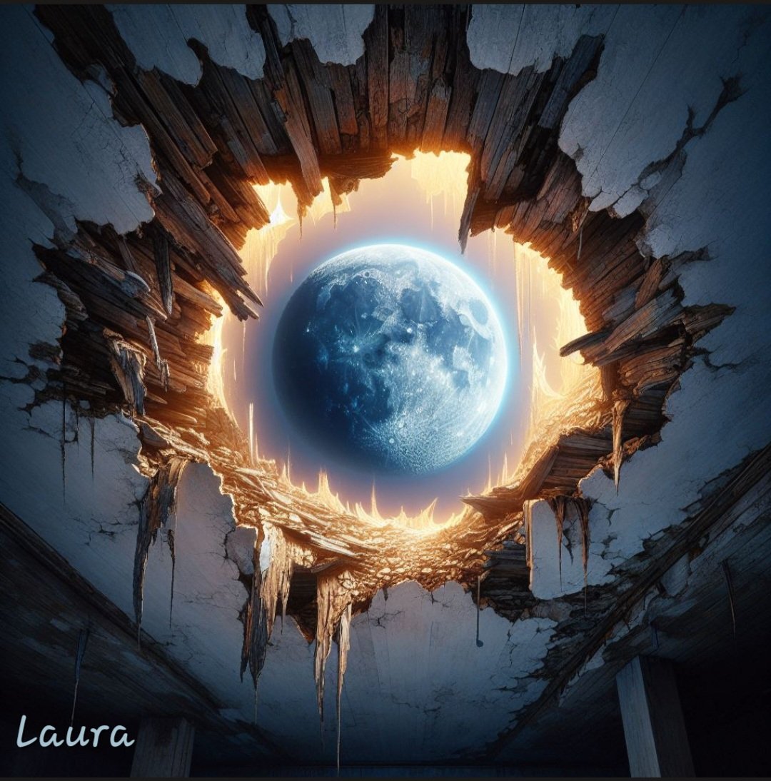 🌚 Il tetto si è bruciato :
ora
si vede la luna 🌚
(Haiku di Mizuta Masahide)

Buongiorno 🩶