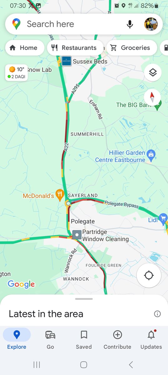 A27 westbound and A2270 northbound both slow towards the polegate traffic lights and A22 Northbound slow and Queuing traffic towards the South Rd roundabout at Hailsham @SBCranford @BBCSussex @hailshamfm @seahavenfm @StagecoachSE @BrightonHoveBus @SussexIncidents