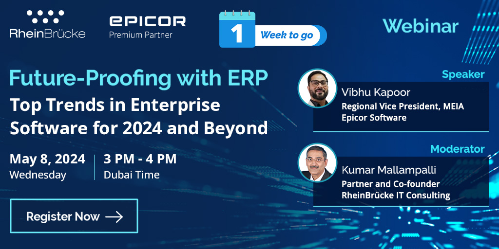 One Week To Go!
Join our industry experts Vibhu Kapoor & @kumarvrm for a groundbreaking webinar on Future-Proofing with #ERP! Explore the top #trends in #enterprisesoftware for 2024 and beyond.

Register now to secure your spot - bit.ly/4cFp74L

#RIC #automation #webinar