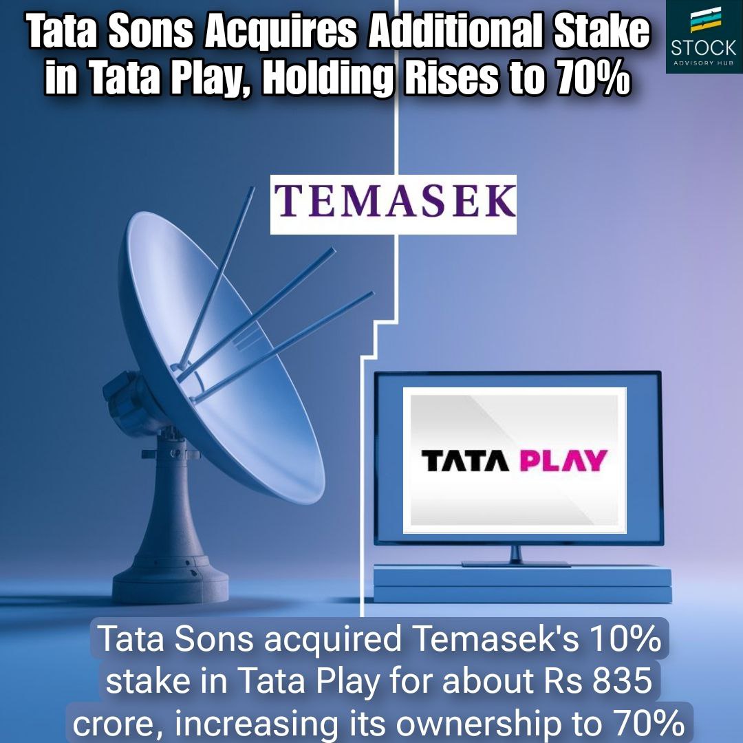 Tata Tightens Grip on Media! #TataSons acquires additional stake in #TataPlay, holding company ownership rises to 70%. #Media #BusinessMove