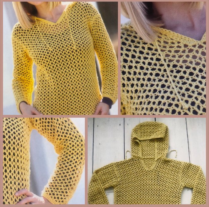 Light and Airy Crochet Hoodie 💛 A gorgeous summer top is the ideal choice for keeping cool and trendy during warmer weather. Basic crochet stitches create a breathable fabric, ideal for staying comfortable and stylish #MHHSBD #craftbizparty #earlybiz