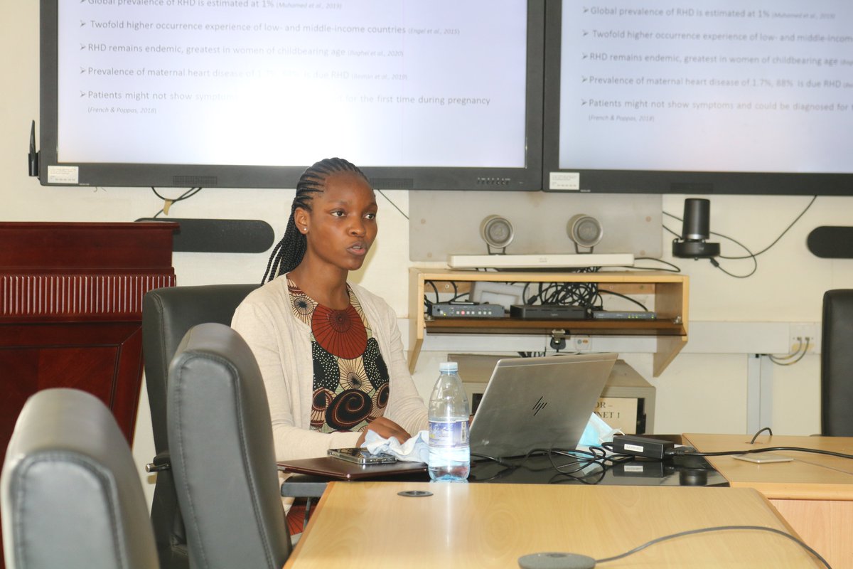 Presenter 4 is Dr. Maria Asiimwe whose masters research is exploring 'Anesthetic management and outcomes of Rheumatic Heart disease among preganant women with cardiac disease undergoing surgery in Uganda.'
#BeatRHD