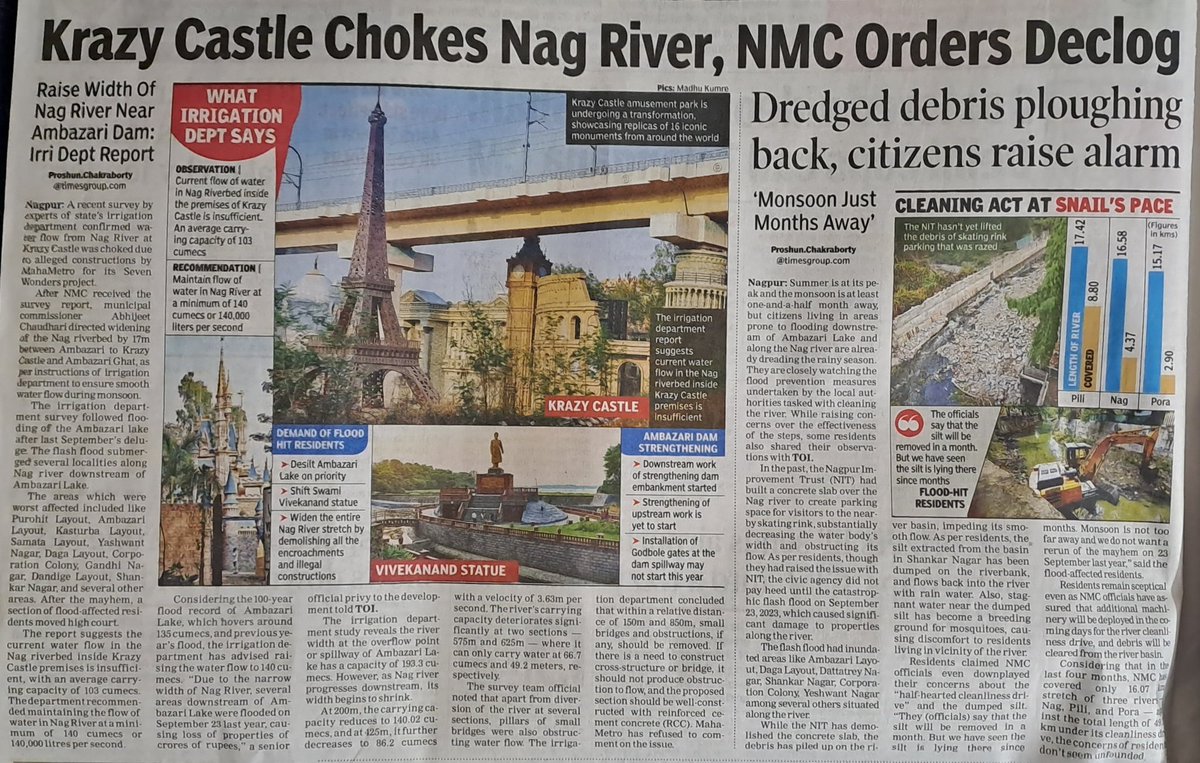 Krazy Castle Chokes Nag River, @ngpnmc @nmccommissioner orders declog @MetroRailNagpur @Nitngp @CollectorNagpur