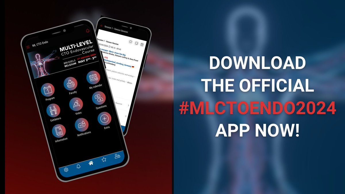 📲 Download the official #MLCTOENDO2024 App! ➡ eventool.com/MLCTOENDO

✅ Navigate through the scientific program
✅ Create your own agenda with the sessions you don't want to miss
✅ Receive real-time notifications 
✅ Vote &amp; ask your question to our experts

#vascular #CTO