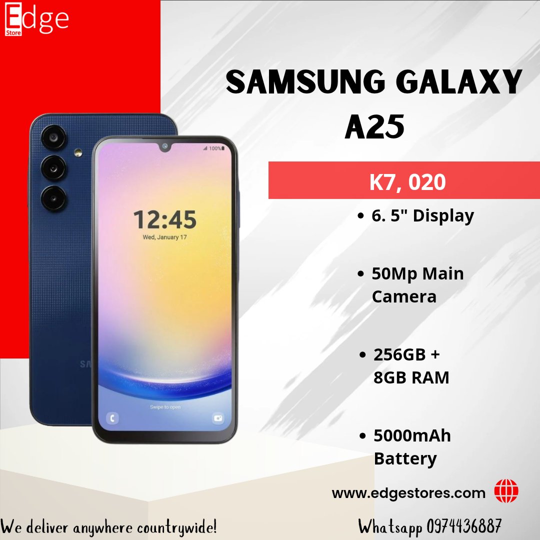 Unleash the power of Samsung A25 at Edgestores! 📱✨ Get yours today and experience innovation in your hands. #SamsungA25 #Edgestores #onlineshopping #TechUpgrade