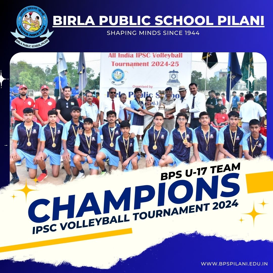 Birla Public School Pilani Champions!

Huge congratulations to our U-17 Volleyball team for taking home 1st place at the IPSC Volleyball Tournament U17 category!  They defeated BRCM Bahal with a score of 25-19, 25-14, 15-25, 25-19.

#BPSPilani #VolleyballChampions #ProudMoment