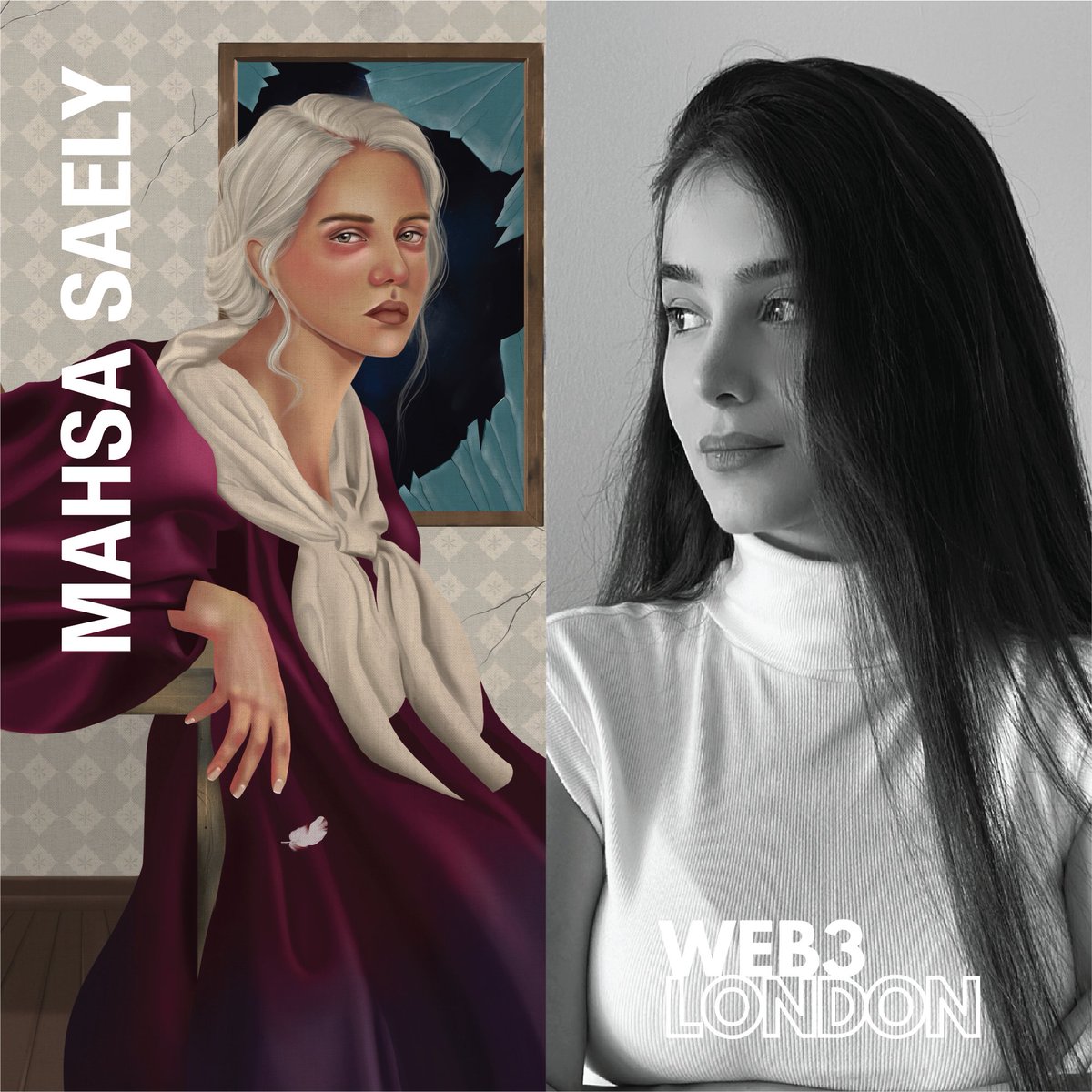 Meet the artist!!!! 🚀Get ready to be inspired by Mahsa Saely's stunning portrayals of women's strength and beauty! Her digital art collection is a celebration of empowerment and resilience, waiting to be discovered at #Web3London. @Mahsa_se_nft