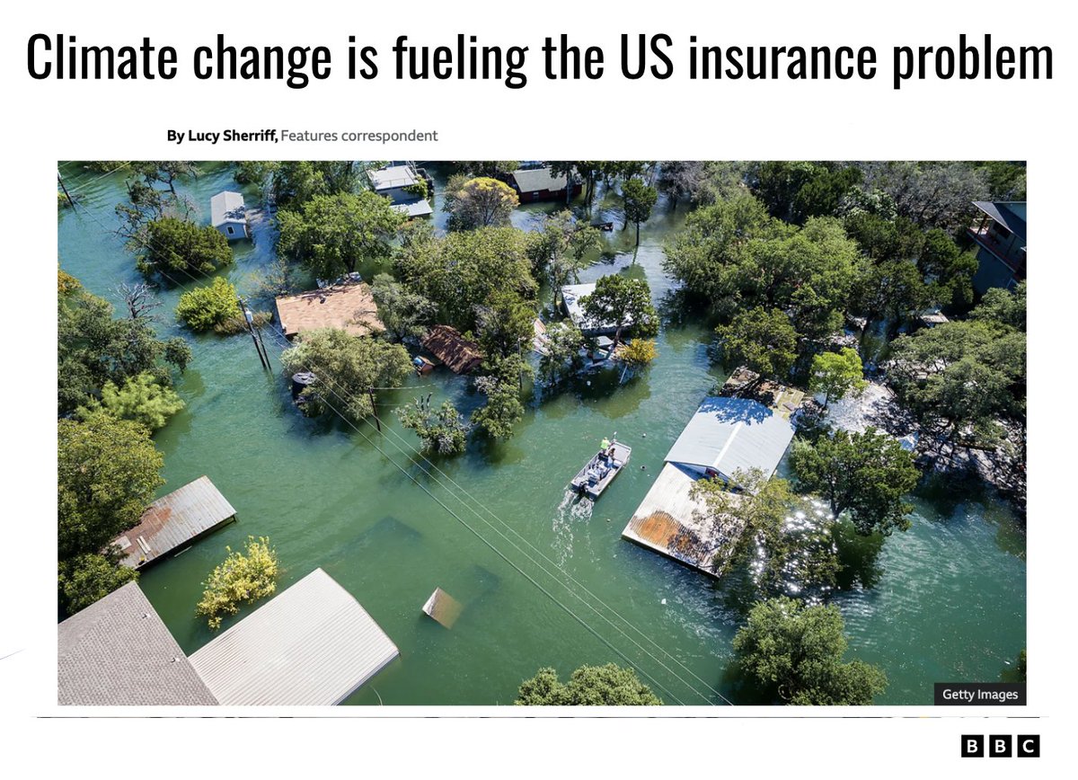 How is climate change challenging the insurance industry? → bbc.com/future/article… This article deep dives into the US market. It details how it has evolved recently, challenges in specific locations and initiatives explored to tackle them.