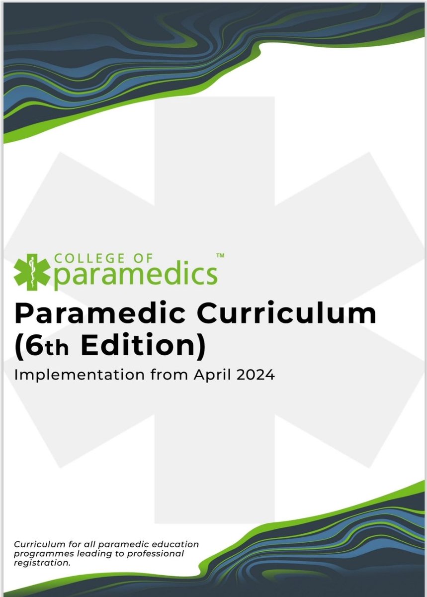 Just read the new @ParamedicsUK curriculum, this is awesome and well written, really pushes the standards we should be expecting of our profession. Good work to all involved.