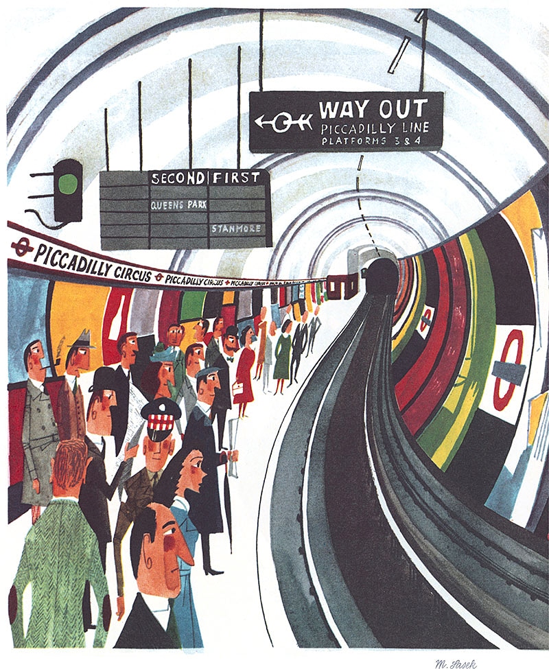 'Piccadilly Circus Underground Station' (from 'This Is London', 1959) by Miroslav Šašek