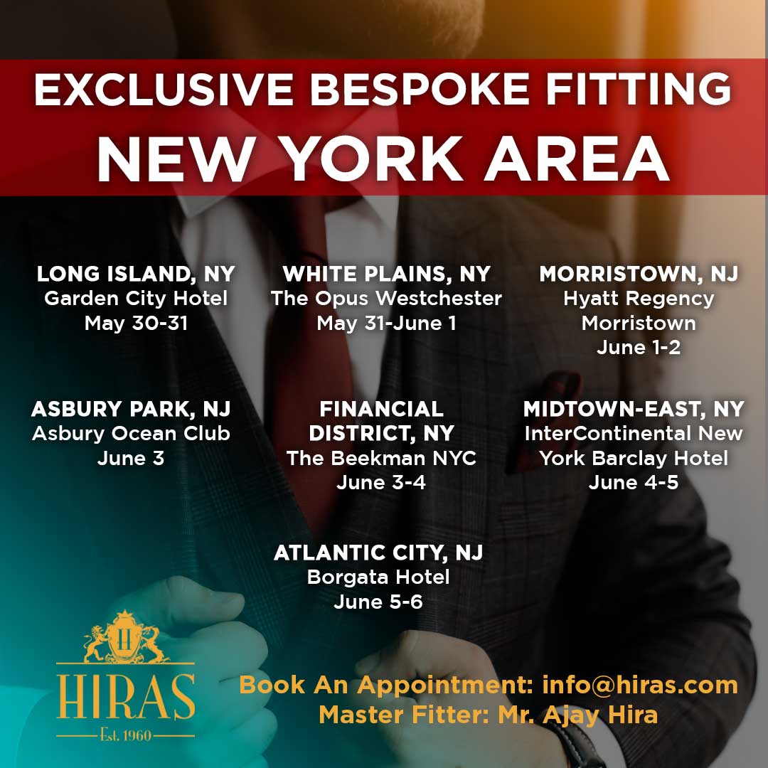 Upgrade to functional and stylish custom pieces. Book a personal fitting in the #NewYork area from May 30 to June 6.

Email us at info@hiras.com or book an appointment online hiras.com/Trip-Schedule

#fashionstyle #menstyle #womensfashion #bespoketailoring #hirasbespoke