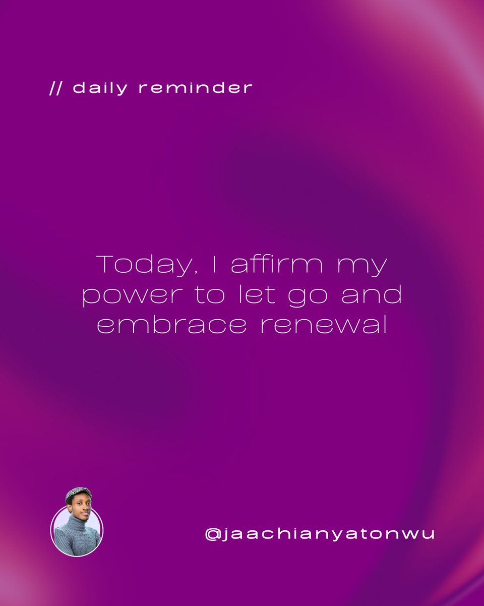 #DailyAffirmation: 'Today, I affirm my power to let go and embrace renewal.'

#JaachiWrites #Pengician