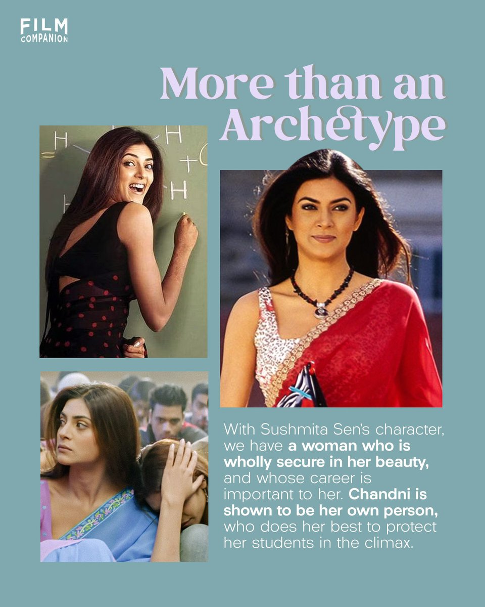 More Than An Archetype: Sushmita Sen’s character is more than a ‘schoolboy fantasy’; here’s a woman who is wholly secure in her beauty, and whose career is important to her. Chandni is shown to be her own person; she takes Sanju under her wing, gives Ram key advice, and steps up…