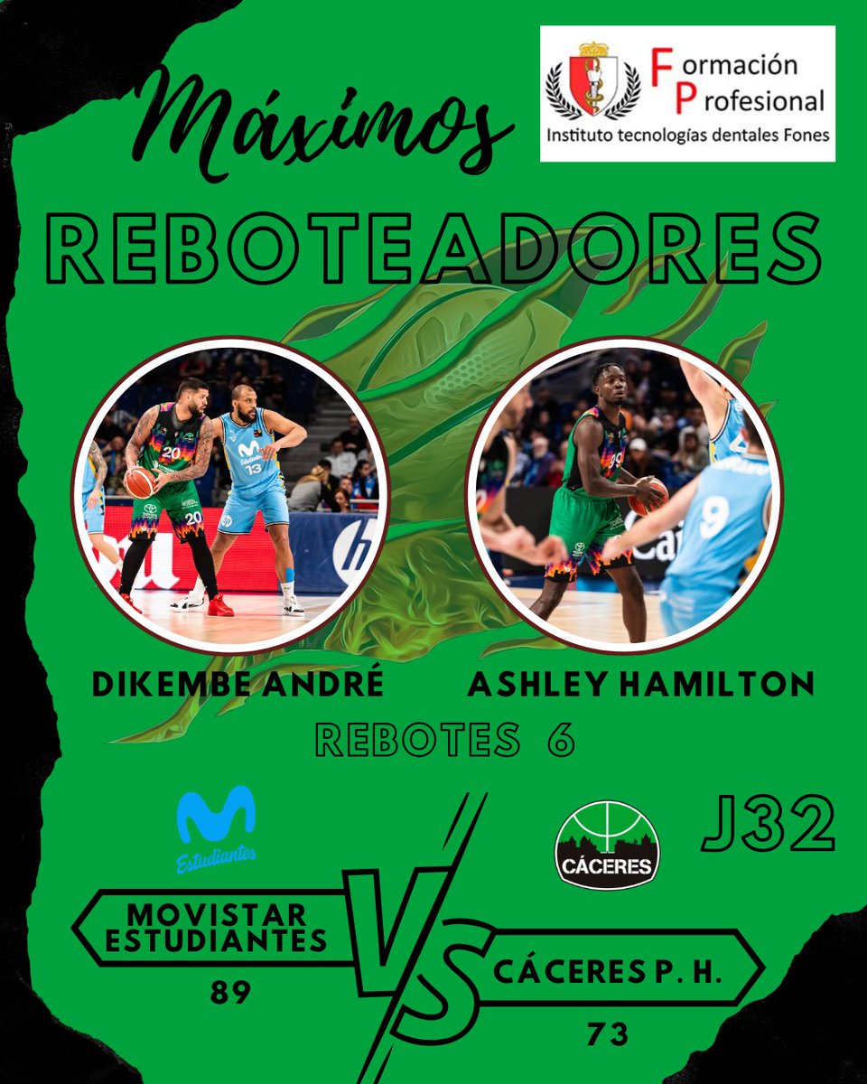 #LEBOro Los máximos reboteadores del @Caceres_Basket en el partido contra @MovistarEstu han sido @Tiodikas_20 y Ashley Hamilton