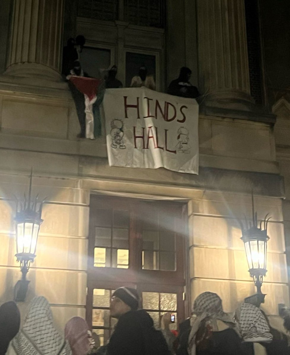 hamilton hall occupied by columbia students, renamed Hind’s Hall in honor of our martyr Hind Rajab.