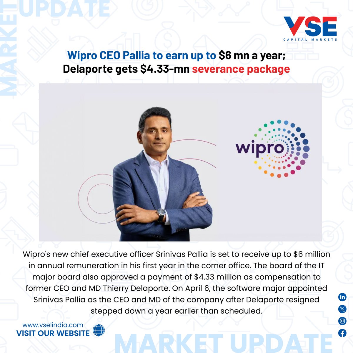 Market Highlights:
1. Bulls ride liquidity surge as valuations soar.
2. PharmEasy secures $216 million despite reduced valuation.
3. Musk’s presence in Beijing amid Apple’s India reshoring efforts.
4. Wipro CEO’s lucrative earnings and Delaporte’s severance package.

#marketnews