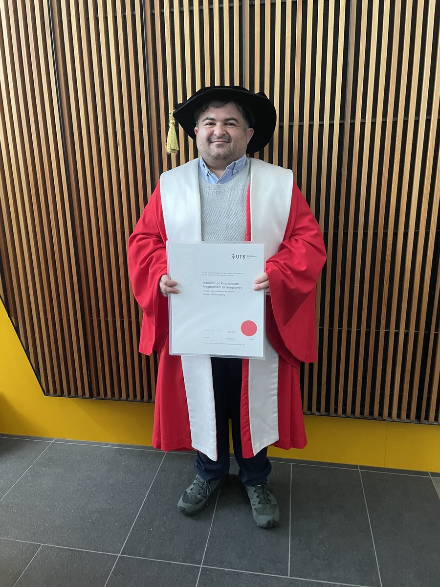 Congratulations Dr Mohammad Pourhassan! Prof Bruce Cornell and myself very proud PhD supervisors sharing major milestone with Mohammad following UTS graduation ceremony today. His PhD was supported by ARC IDEAL Hub. Mohammad has a bright future as expert bionanotechnologist!