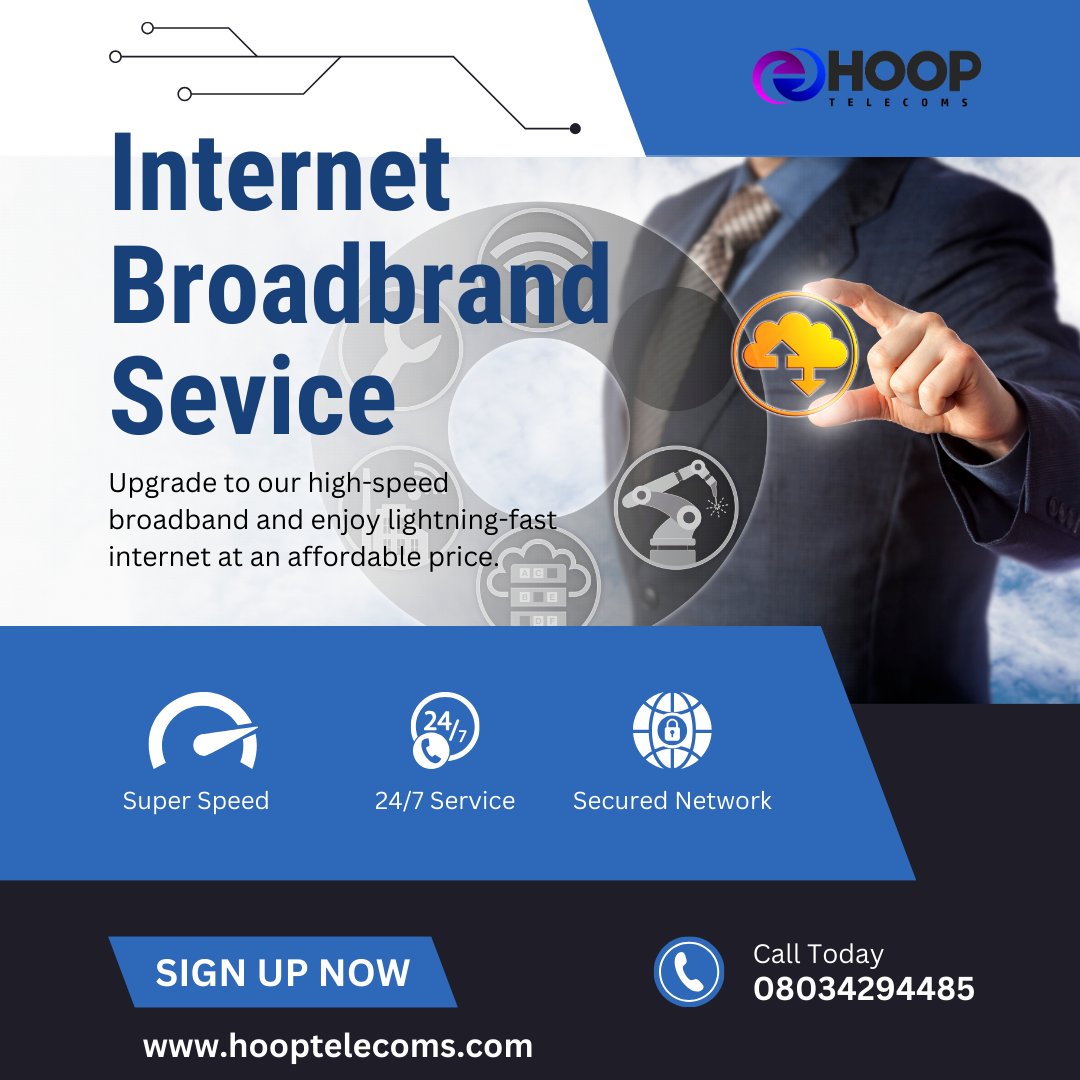 Upgrade to our High-speed broadband and enjoy lightning-fast internet at an affordable price. Say goodbye to buffering and hello to seamless browsing!

Call 08034294485 to learn more about us.

#hooptelecoms #broadband #internetservice #Fuel #Opay #Peruzzi #NNPC #1BTC #Wizkid